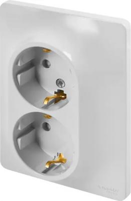 Розетка Schneider Electric Glossa GSL000126 2-местная, СП, 16А, с/з, шторки, сбор, белая – фото 6