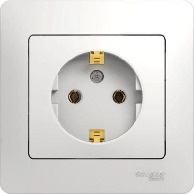 Розетка Schneider Electric Glossa GSL000144 1-местная, СП, 16А, с/з, шторки, сбор, белая – фото 1