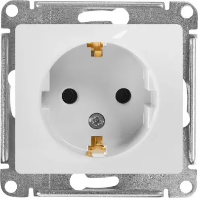 Розетка Schneider Electric Glossa GSL000145 1-местная, СП, 16А, IP20, с/з, шторки, белая