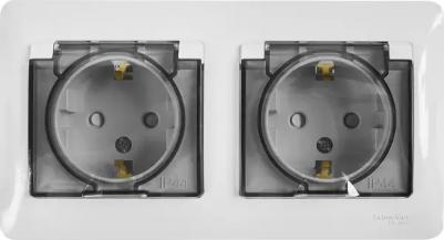 Розетка Schneider Electric Glossa GSL000147 2-местная, СП, 16А, с/з, шторки, крышка, белая
