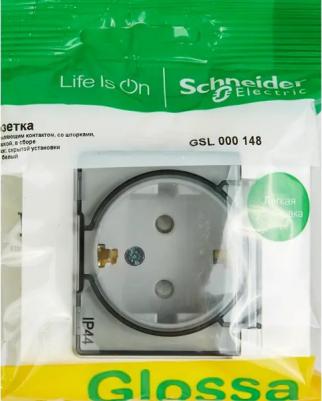 Розетка Schneider Electric Glossa GSL000148 1-местная, СП, 16А, с крышкой, в сборе, белая – фото 2