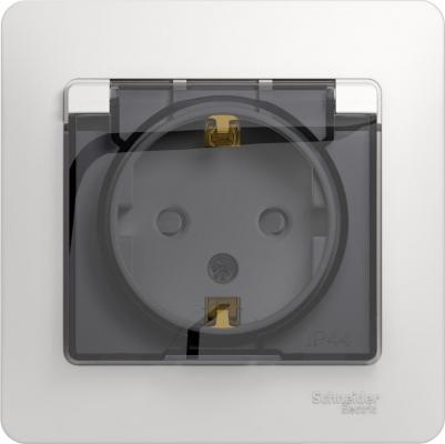 Розетка Schneider Electric Glossa GSL000148 1-местная, СП, 16А, с крышкой, в сборе, белая – фото 3