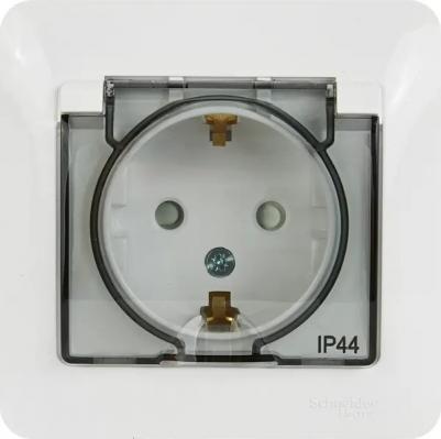 Розетка Schneider Electric Glossa GSL000148 1-местная, СП, 16А, с крышкой, в сборе, белая