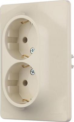 Розетка Schneider Electric Glossa GSL000224 2-местная, СП, 16А, с/з,в сборе, бежевая – фото 2