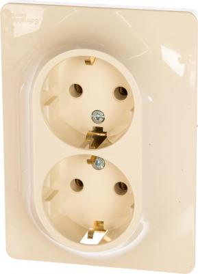 Розетка Schneider Electric Glossa GSL000224 2-местная, СП, 16А, с/з,в сборе, бежевая – фото 5