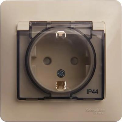 Розетка Schneider Electric Glossa GSL000248 1-местная, СП, 16А, крышка, в сборе, бежевая