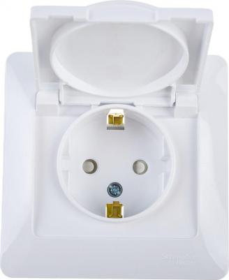 Розетка SCHNEIDER ELECTRIC с/з со шторками с крышкой, IP20 SE Glossa Бел GSL000146 – фото 3