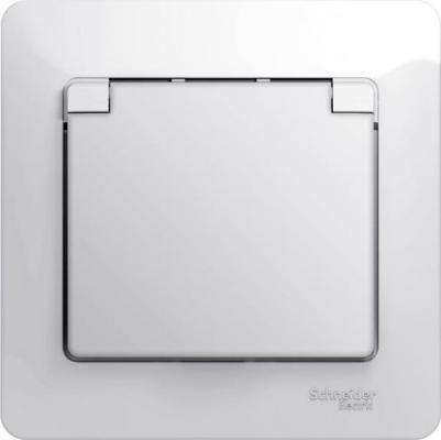 Розетка SCHNEIDER ELECTRIC с/з со шторками с крышкой, IP20 SE Glossa Бел GSL000146