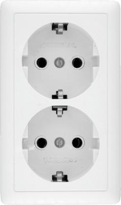 Розетка Schneider Хит Ра16-238-Б Оу 2 Мест. Бел. Пласт. Осн., Земля – фото 1