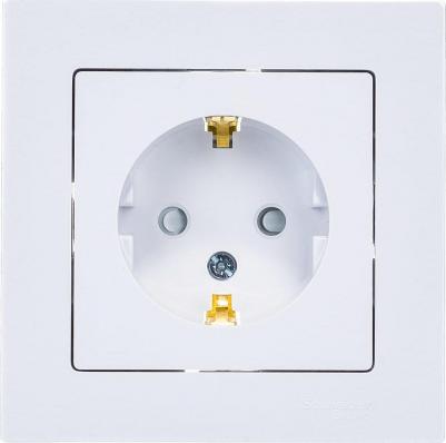 Розетка SE AtlasDesign Белый с/з со шторками, 16А, в сборе – фото 4