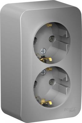 Розетка SE Blanca наруж Алюминий 2-ая с/з без шторок 16А, 250В, изолир. пластина – фото 1