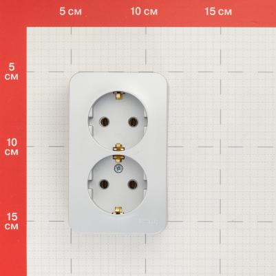 Розетка SE Blanca наруж Алюминий 2-ая с/з без шторок 16А, 250В, изолир. пластина – фото 2