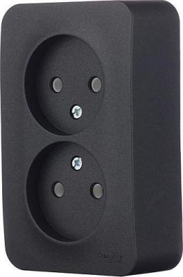 Розетка SE Blanca наруж Антрацит 2-ая б/з без шторок 16А, 250В, изолир. пластина – фото 2