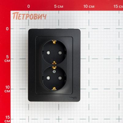 Розетка SE Blanca внутр Антрацит 2-ая с/з со шторками, 16А, 250В – фото 15