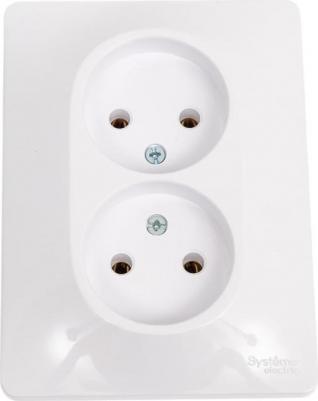 Розетка SE Glossa Белая 2-я б/з (в сборе с рамкой) – фото 1