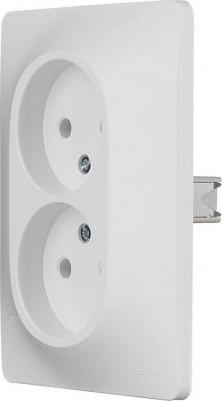 Розетка SE Glossa Белая 2-я б/з (в сборе с рамкой) – фото 2