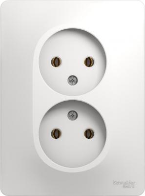 Розетка SE Glossa Белая 2-я б/з (в сборе с рамкой) – фото 4