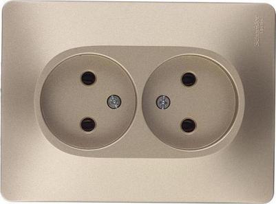 Розетка SE Glossa Титан 2-я б/з (в сборе с рамкой)