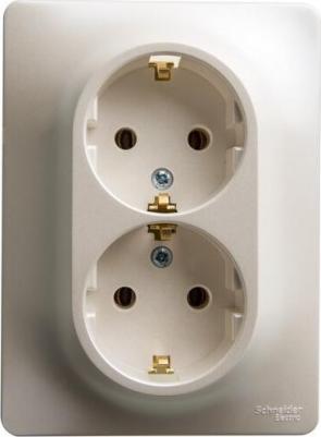 Розетка СП Schneider Electric "Glossa", 2 модуля, 16А, с заземлением, перламутр