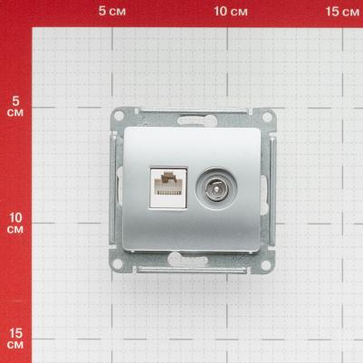 Розетка телевизионная/компьютерная Glossa встраиваемая алюминий TV/RJ45 – фото 9