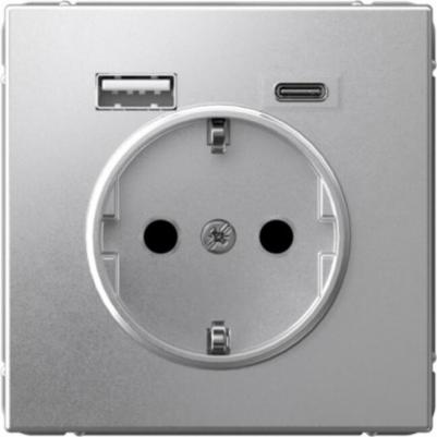 Розетка USB ArtGallery встраиваемая алюминий USB-A/ Type-C 4690201030119