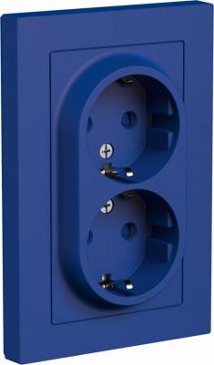 SE AtlasDesign Аквамарин Розетка двойная с/з со шторками, 16А, в сборе, арт. ATN001126 – фото 2