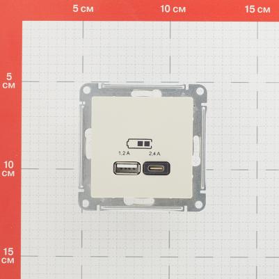 SE AtlasDesign Бежевый USB A+С, 5В/2,4А, 2х5В/1,2А, механизм – фото 6