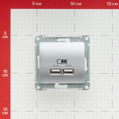 SE Glossa Алюминий Розетка USB 5В/2,1А, 2х5В/1,05А – фото 4