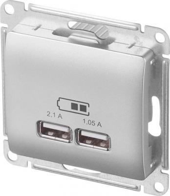 SE Glossa Алюминий Розетка USB 5В/2,1А, 2х5В/1,05А – фото 10
