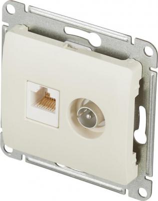 SE Glossa Беж Розетка двойная TV + компьютерная RJ45, кат. 5Е – фото 2