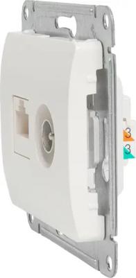 SE Glossa Молочный Розетка двойная TV + компьютерная RJ45, кат. 5Е – фото 6