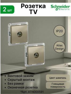 ТВ-розетка Schneider Electric AtlasDesign ATN000591 – фото 2