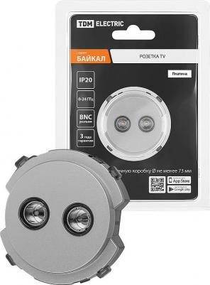 Розетка двойная TV проходная платина, Байкал, цена за 1 шт – фото 1