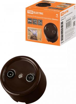 Розетка TV+R оконечная коричневая Болонь, цена за 1 шт