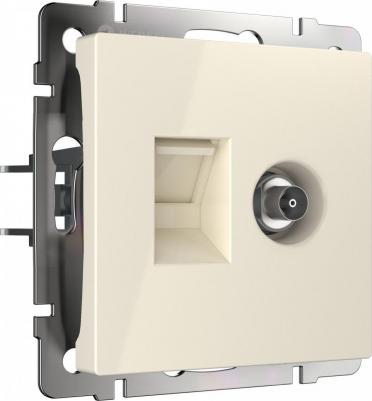 Комбинированная розетка W1181303, RJ-45 + ТВ оконечная слоновая кость