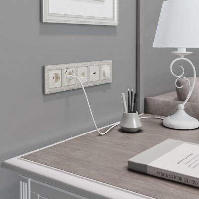 Розетка с заземлением (перламутровый рифленый) W1171013 4690389161001 – фото 2