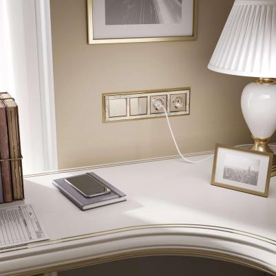 Розетка с заземлением (шампань) W1171011 – фото 10