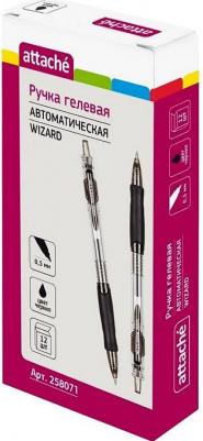 Ручка гелевая Wizard черный,автомат.0,5мм,резин.манжета – фото 1