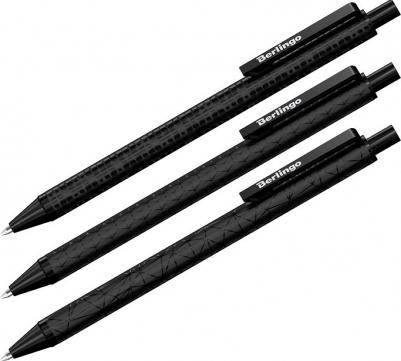 Ручка шариковая автоматическая "DoubleBlack", синяя, 0,7 мм, игольчатый стержень