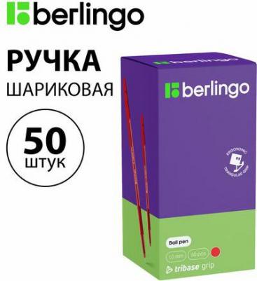 Ручка шариковая "Tribase grip" красная, 1,0мм, грип, (50шт.) – фото 1