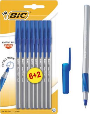 Набор шариковых ручек Round Stic Exact 6+2 шт. Синий, Блистер – фото 3