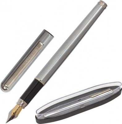 Ручка бизнес-класса перьевая Larghetto, СИНЯЯ, корпус серебристый с хромированными деталями, линия письма 0,25 мм, 14347, 143475