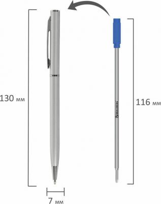 Ручка бизнес-класса шариковая "Delicate Silver", корпус серебристый, узел 1 мм, линия письма 0,7 мм,синяя, 141401 – фото 10