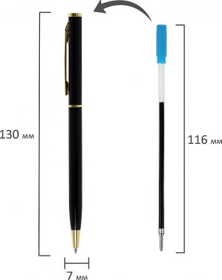 Ручка бизнес-класса шариковая "Slim Black", корпус черный, узел 1 мм, линия письма 0,7 мм, синяя, 141402 – фото 16