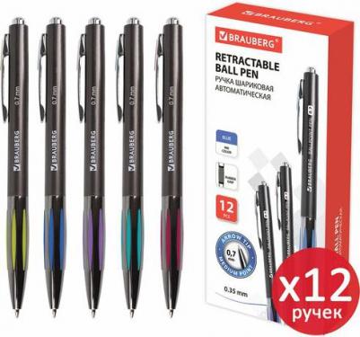 Ручка шариковая автомат. Stripe, комплект 12 штук, синяя, корпус ассорти, 0,7мм, 880191 – фото 1