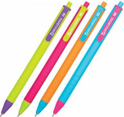 Ручка шариковая автоматическая "MIX", СИНЯЯ, узел 0,7 мм, линия письма 0,35 мм, 143457