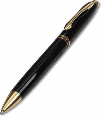 Ручка шариковая бизнес-класса "De luxe Black", черный корпус, золотистые детали, 1 мм, синяя – фото 1