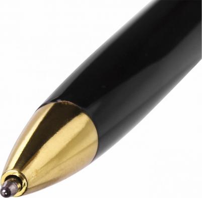 Ручка шариковая бизнес-класса "De luxe Black", черный корпус, золотистые детали, 1 мм, синяя – фото 2
