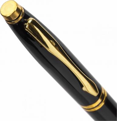 Ручка шариковая бизнес-класса "De luxe Black", черный корпус, золотистые детали, 1 мм, синяя – фото 8