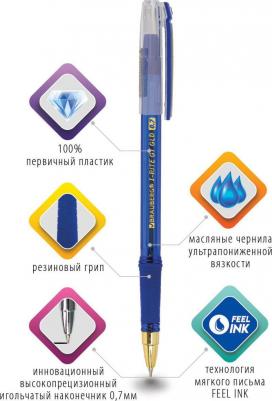 Ручка шариковая масляная с грипом "i-Rite GT GLD", СИНЯЯ, корпус тонированный синий, узел 0,7 мм, 143302 – фото 6